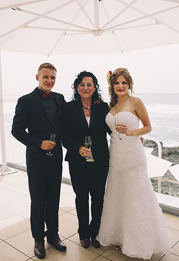 Olga and Alex were married my Marry Me Marilyn on the deck of the Currumbin Beach Surf Lifesaving Club